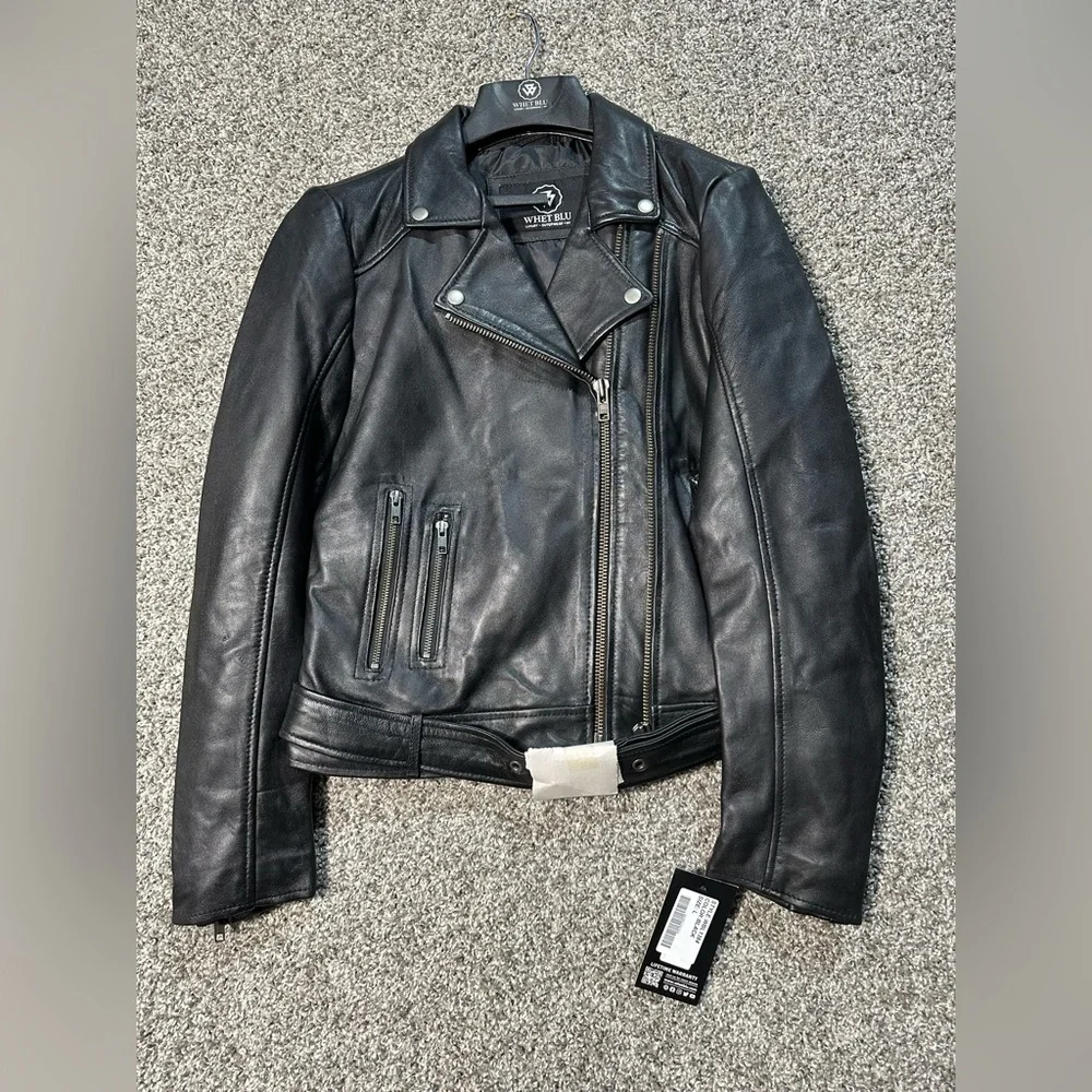 NWT Whet Blu Chloe Leather Jacket Size Large - Picture 5 of 8